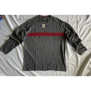 Chaps by Ralph Lauren Men's Grey/Red Striped Sweater Size XL NEW​​​​​